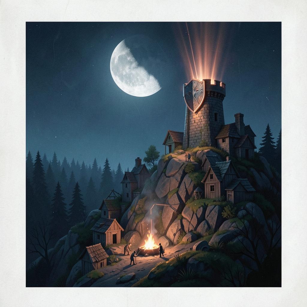 Aution kylän varjot ja kuparin valo artwork