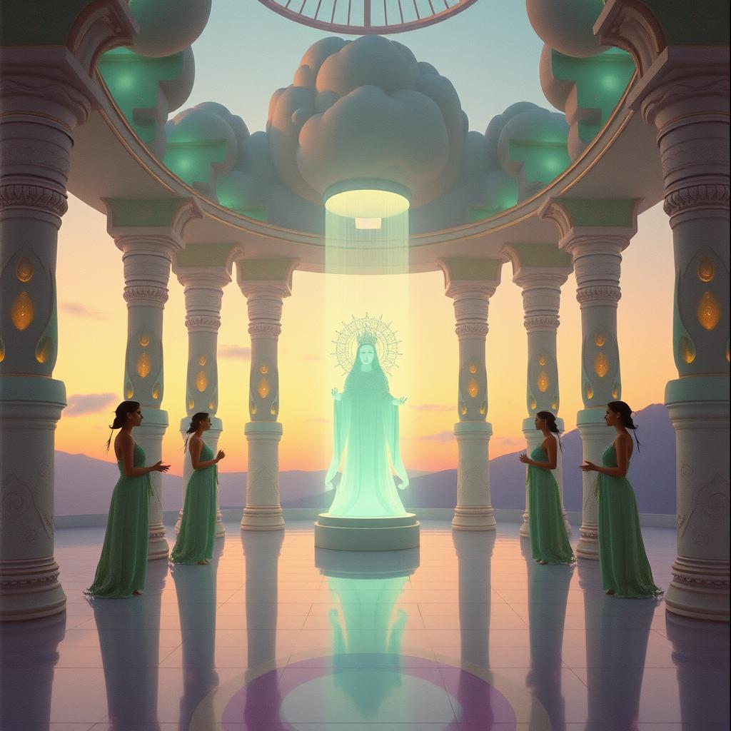 九天玄女與六丁玉女 - The Mysterious Lady and Her Six Jade Maidens artwork