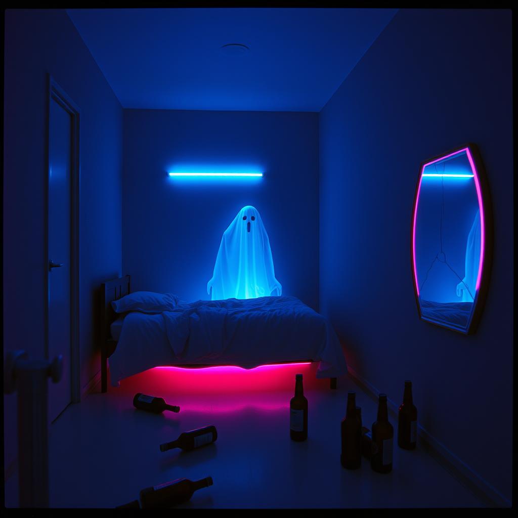 Empty bottles, shadows on the wall artwork