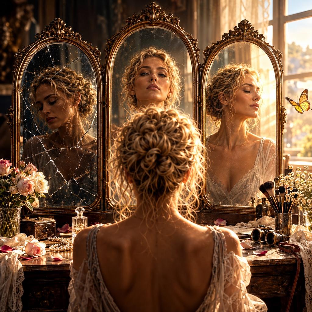 HER MIRROR HAS THREE FACES