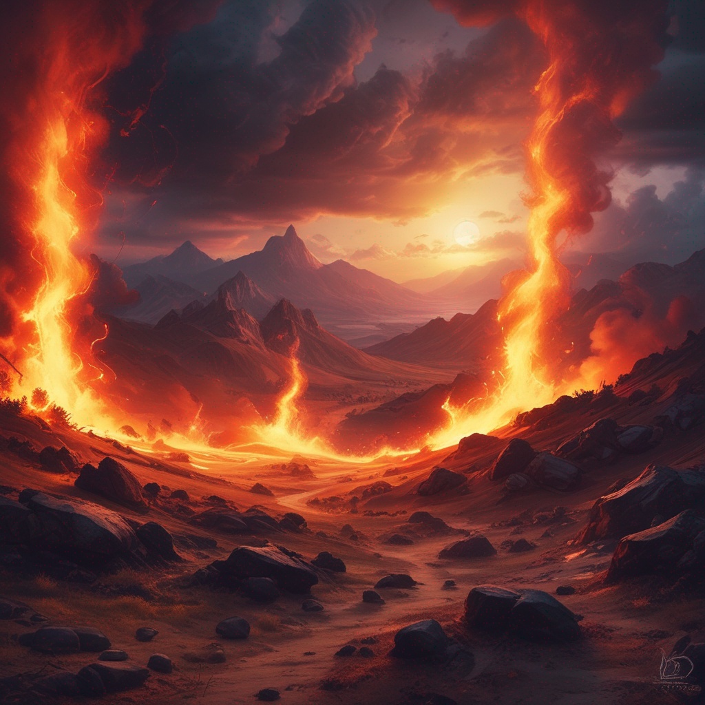 Clash of Flames and Shadows artwork