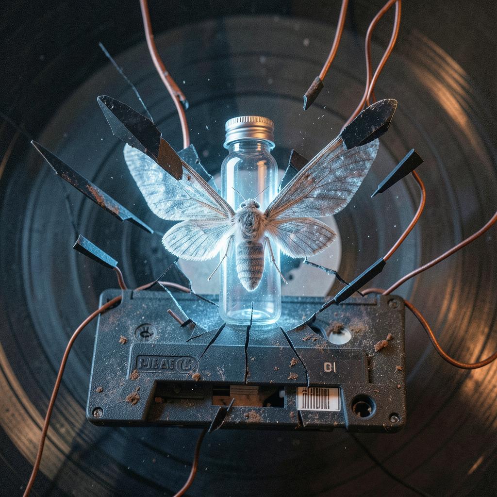 Moth in a VCR artwork