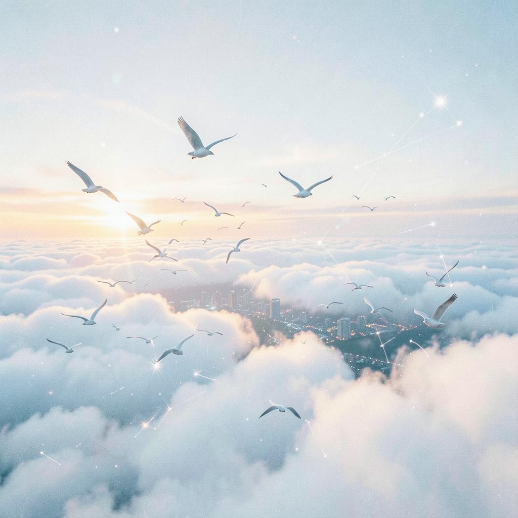 flying amongst clouds artwork