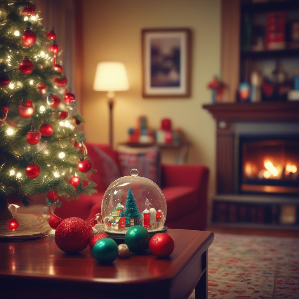 Tree's up, ornaments dance in the twilig artwork