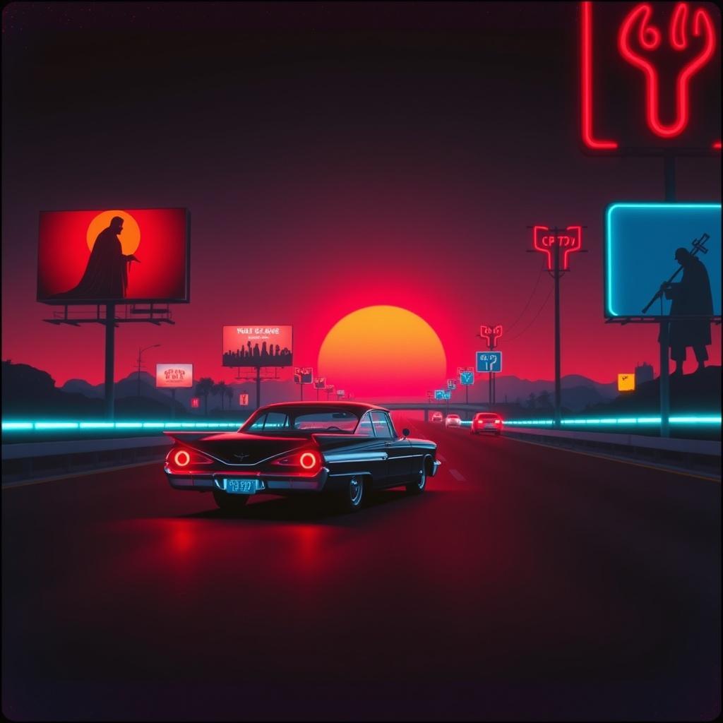 jesus walks. satan drives a low rider. artwork