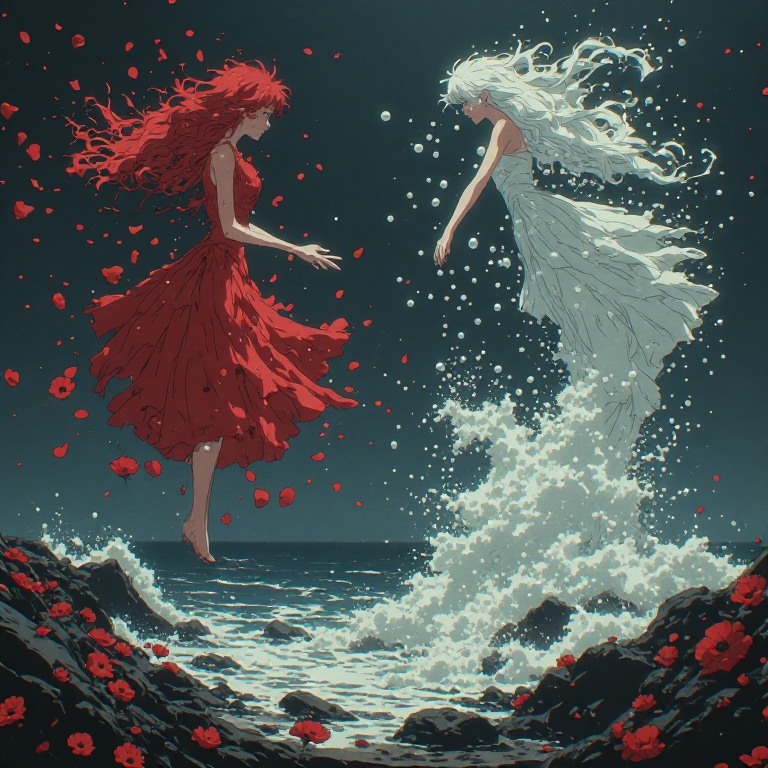 The Battle of Pearls and Poppies artwork