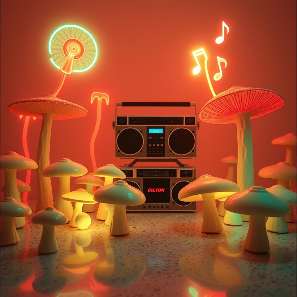 Funky Spores and Neon Floors J artwork