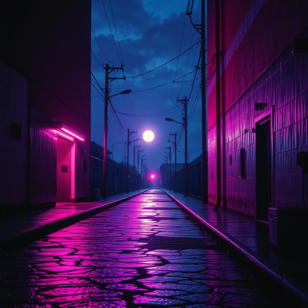 Abandoned street in the thunderstorm artwork