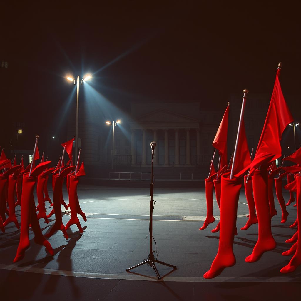 "Red Socks in the Square" artwork