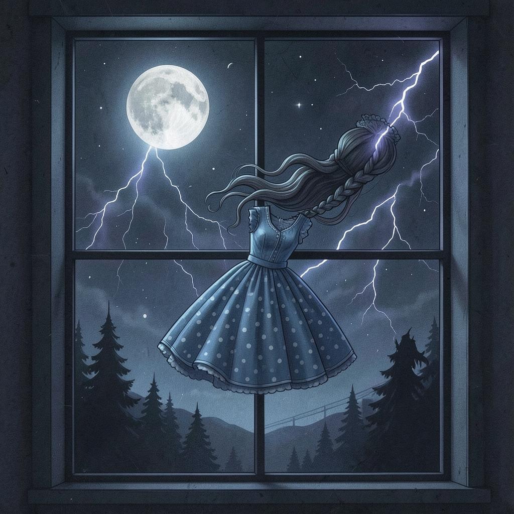 Платье в голубой горошек. artwork