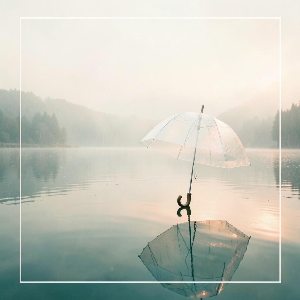 By the Lakeside in Gentle Rain 小雨の水辺で  AI  1 artwork