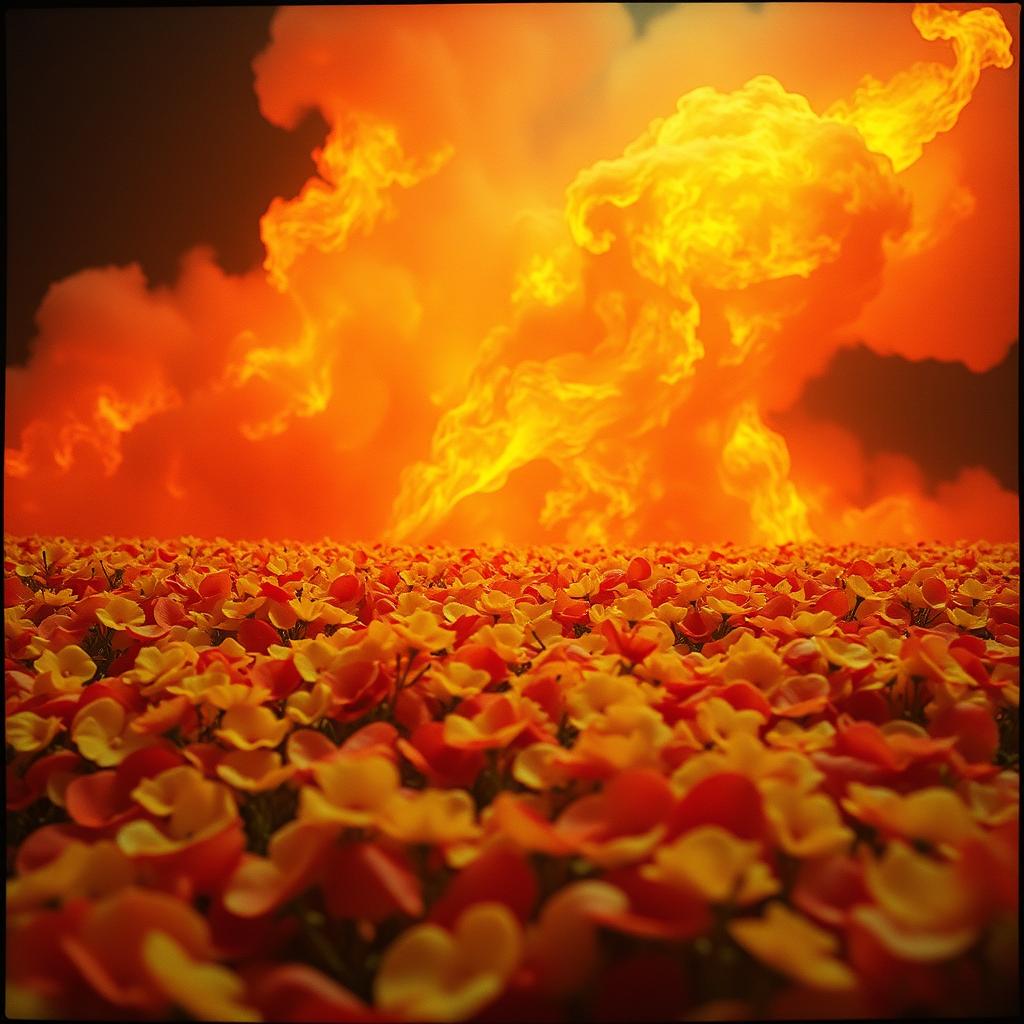 Flower petals and fire