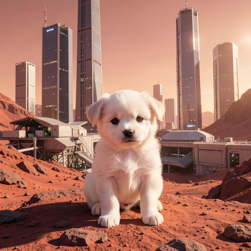 A white little puppy artwork
