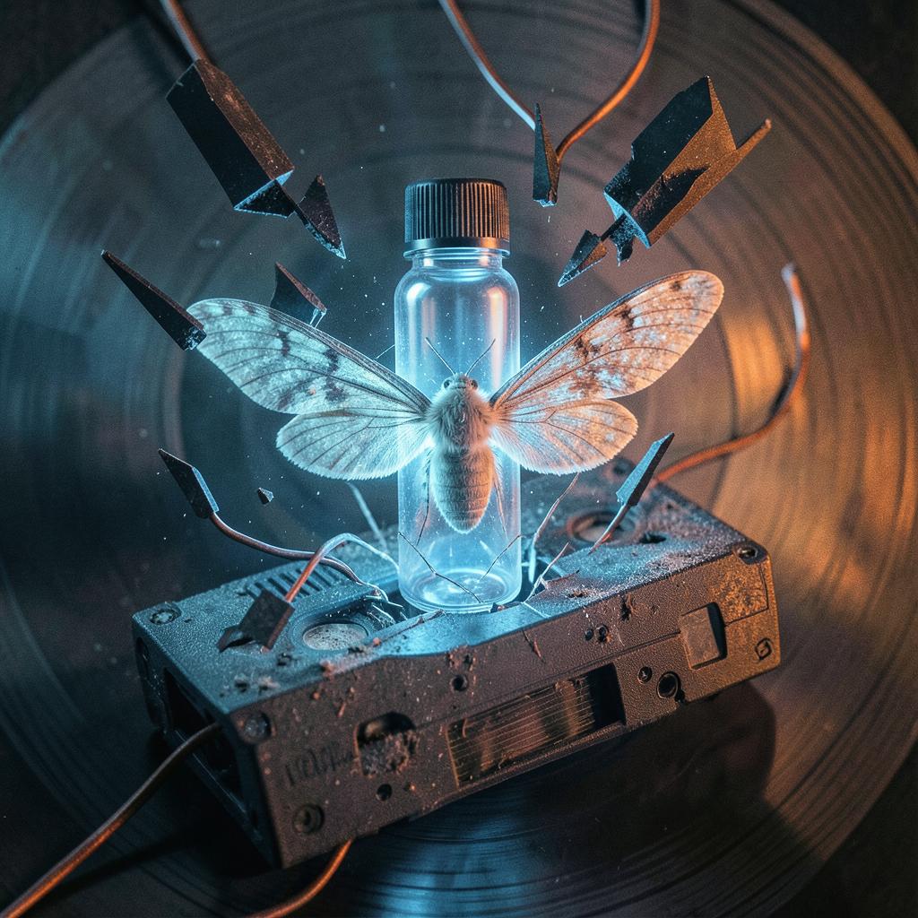 Moth in a VCR artwork