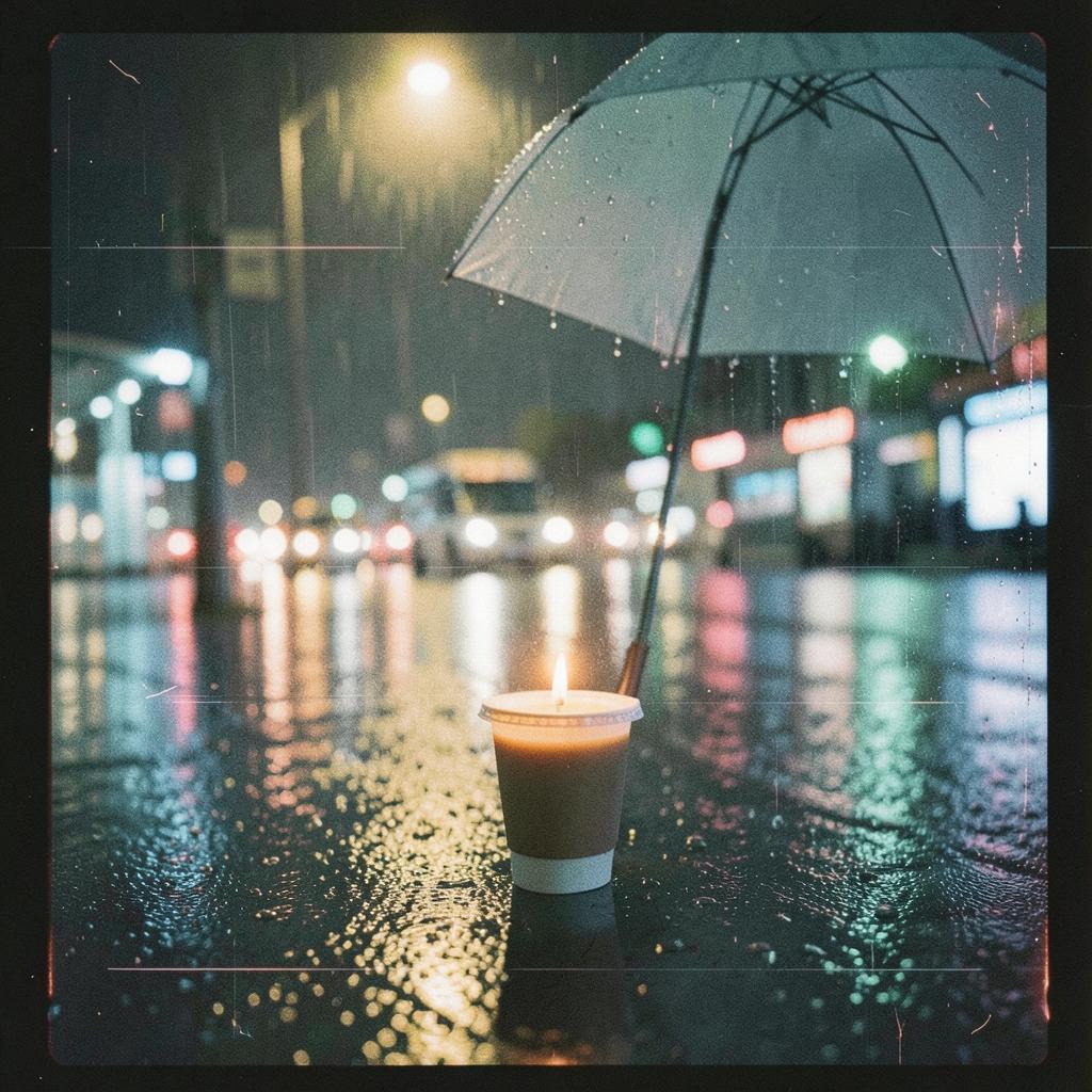 비 오는 밤 버스 정류장에서 떠올리는 지난 계절 artwork