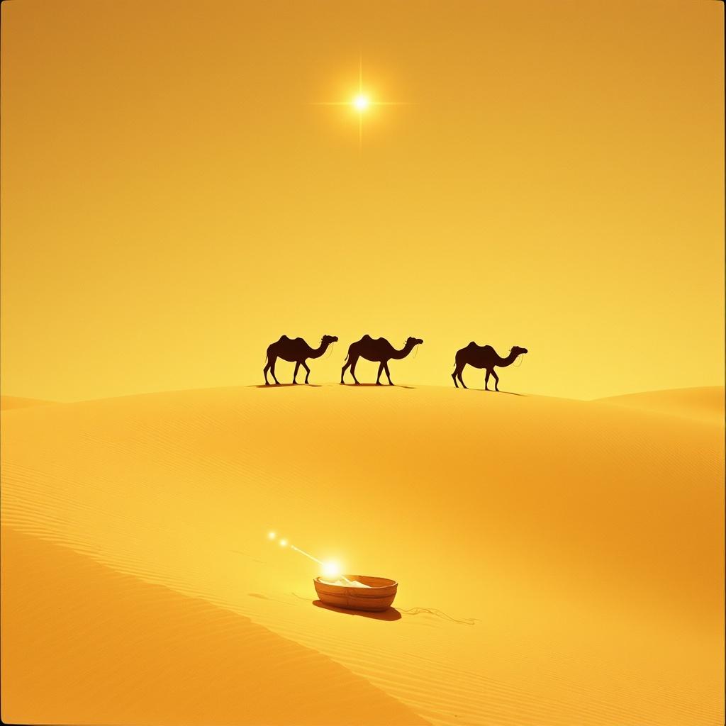 Tres Reyes Magos van siguiendo una estre artwork
