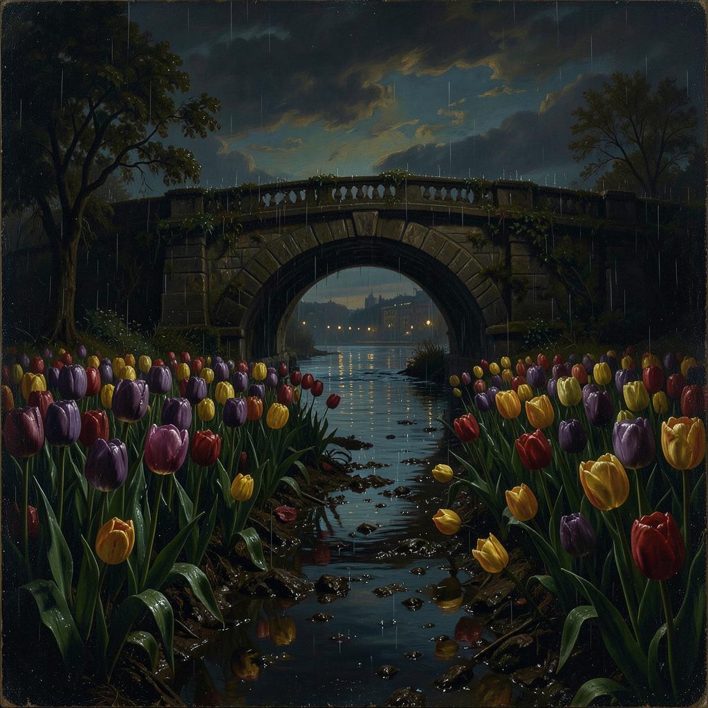 Running through the tulip fields artwork