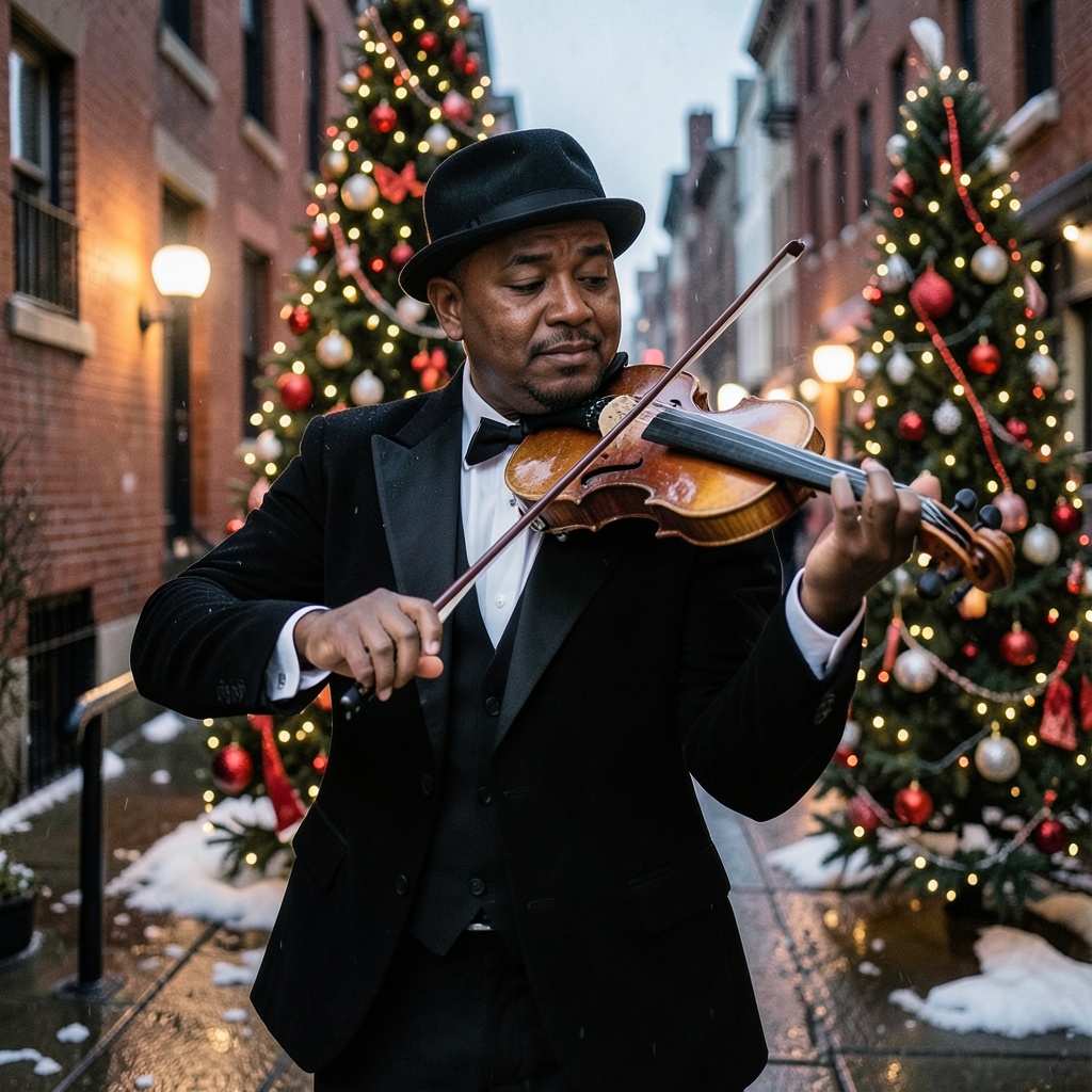 The Urban violinist Christmas Elegance artwork