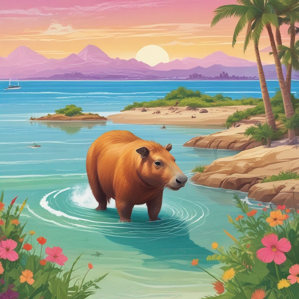 Capyband - Capybara on the Beach artwork