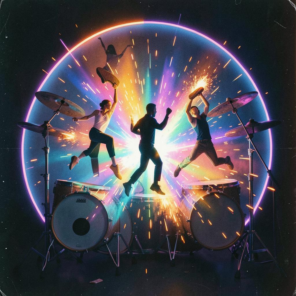 dancing in exploding clogs to the irresistible beat of a siamese twin drumkit in glorious stereo artwork