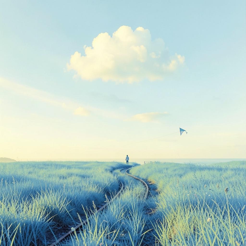 기차를 따라 달리는 아이 artwork
