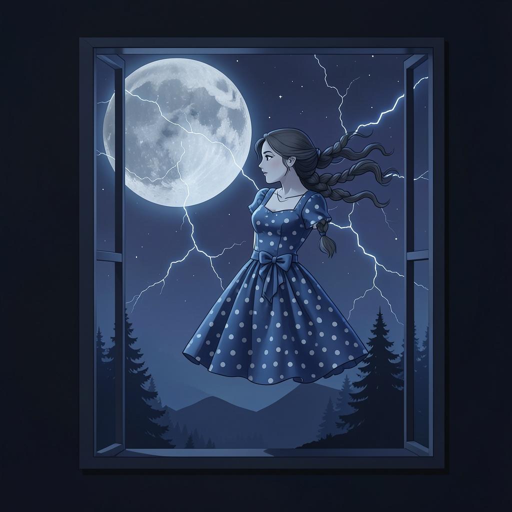 Платье в голубой горошек. artwork