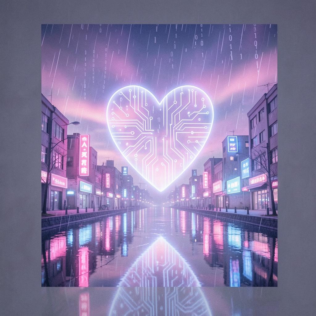 🌙 電脳千夜一夜物語・第二夜：『ノイズの海に灯る、回路のハート』 artwork