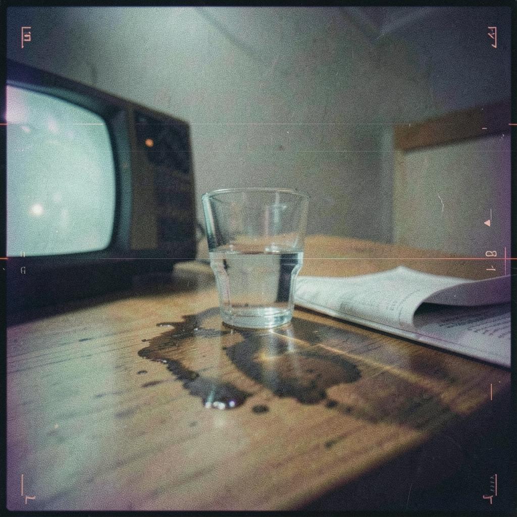 A glass of water left on the stand artwork