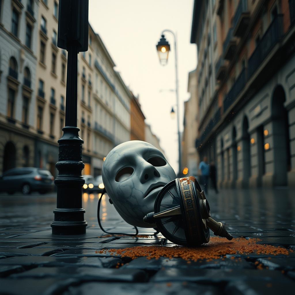 I saw a polished mask against the grey s artwork