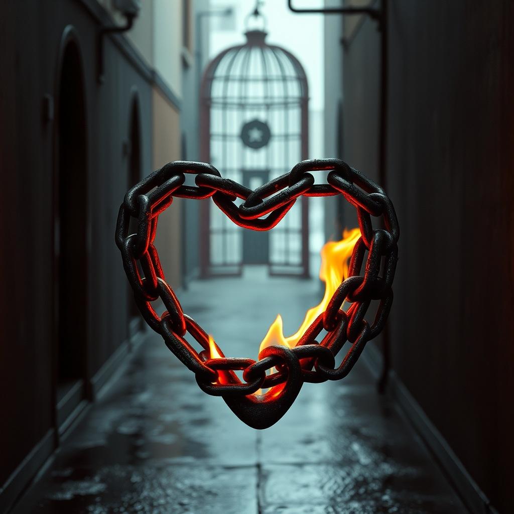 Twin Flames in a Rusted Cage artwork