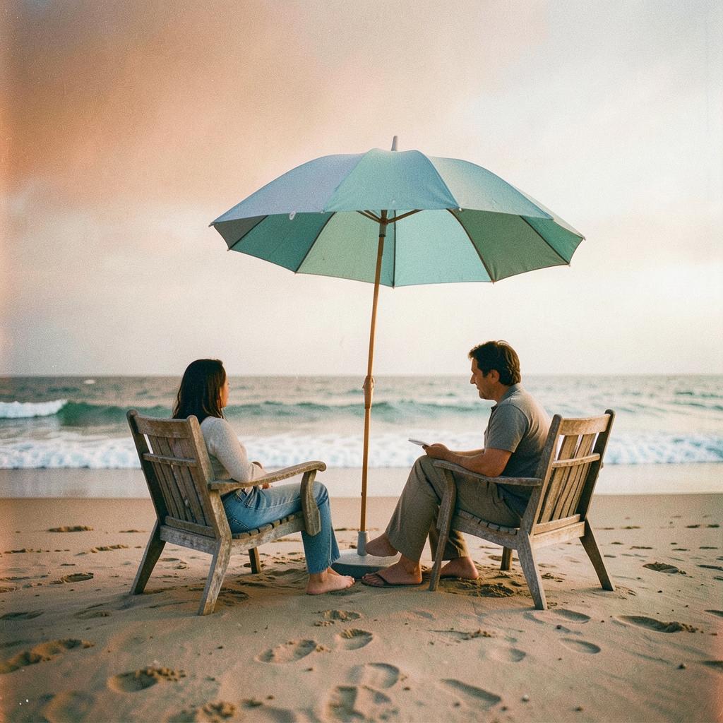 Two Chairs, One Umbrella artwork