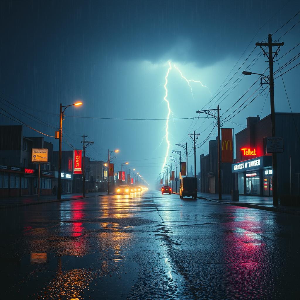 Verlassene Straße im Gewitter artwork