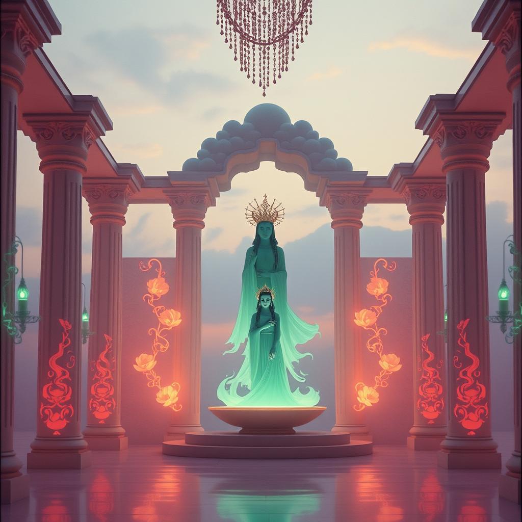 九天玄女與六丁玉女 - The Mysterious Lady and Her Six Jade Maidens artwork