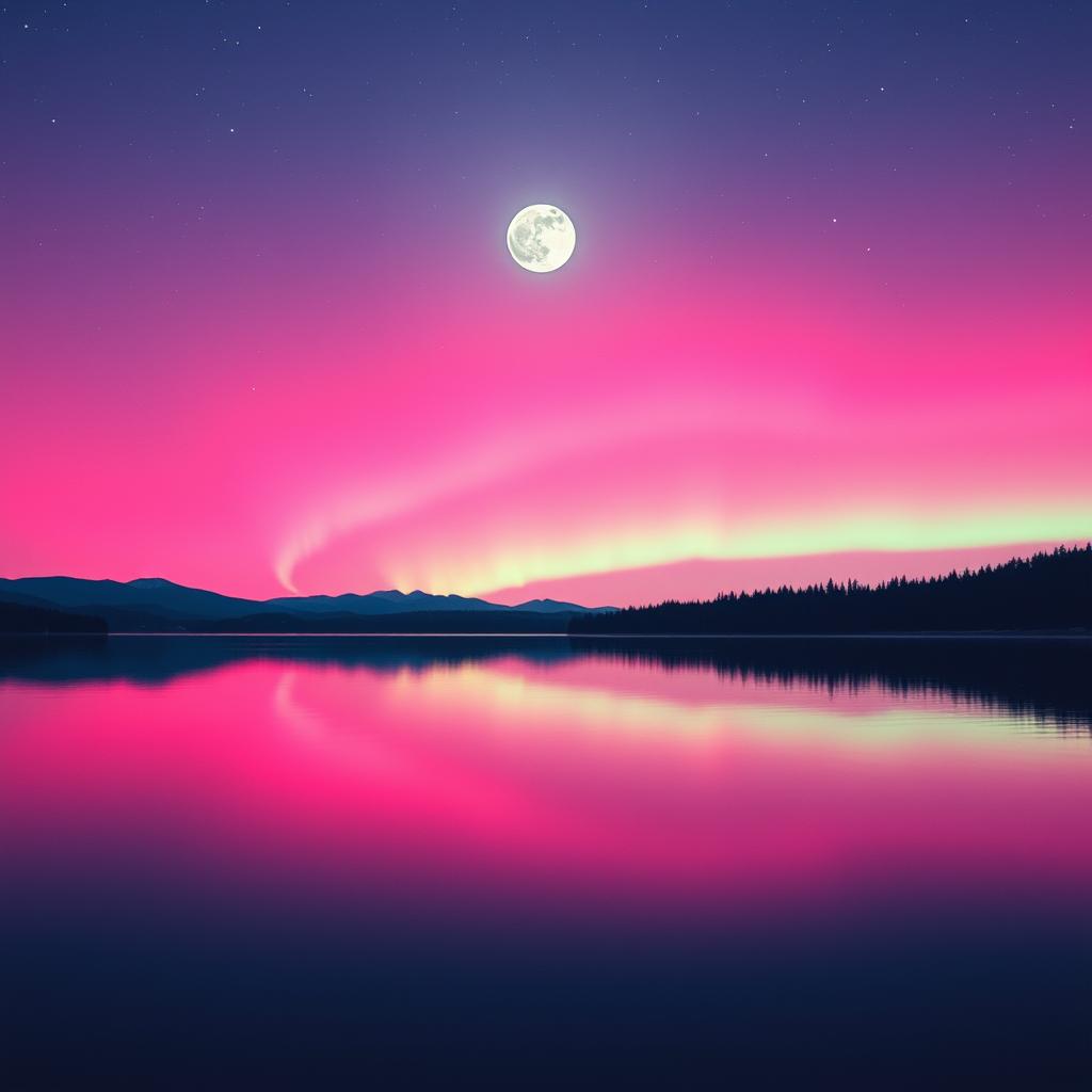 Moon above the lake artwork