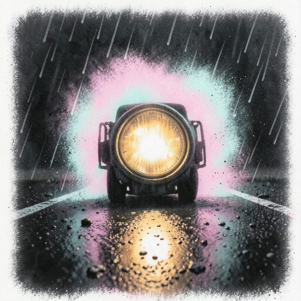 Warnblinker im Regen artwork
