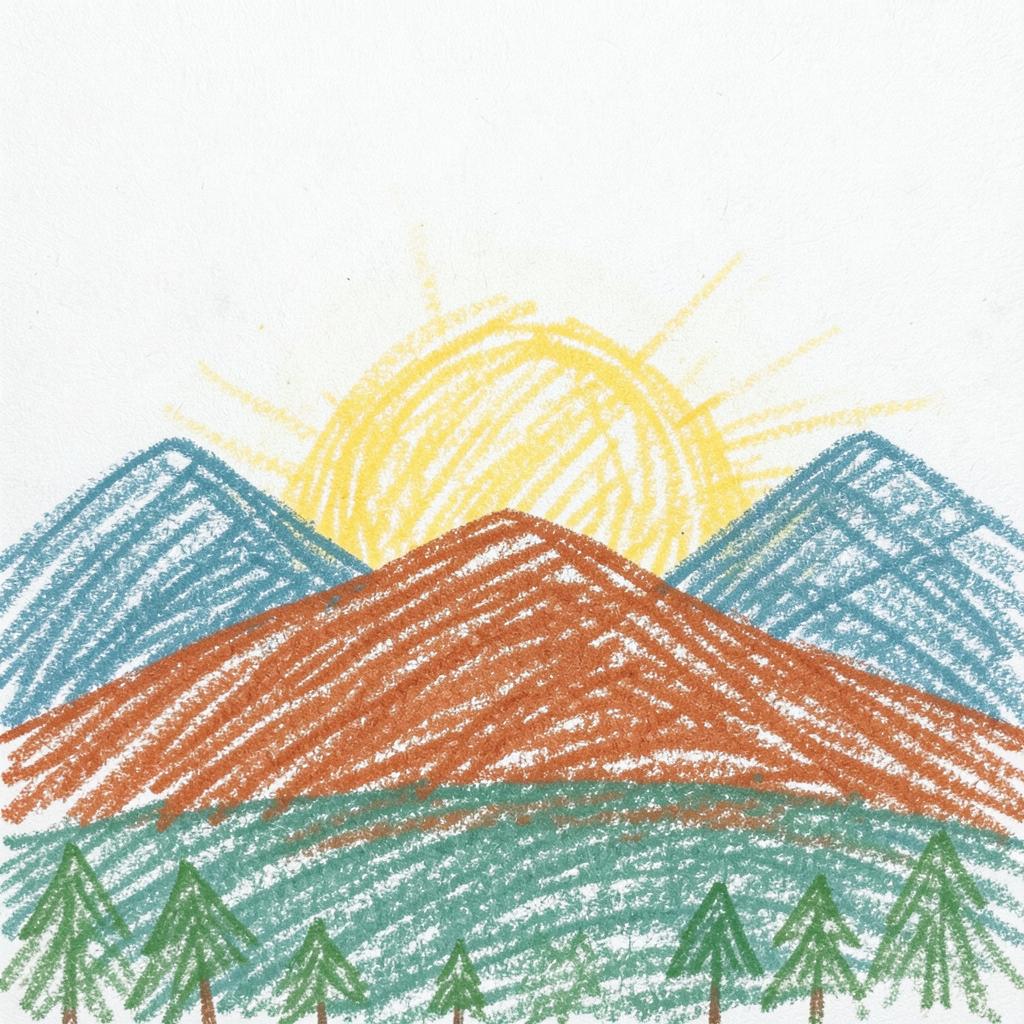 Spanish landscape in the mountains in sunrise artwork