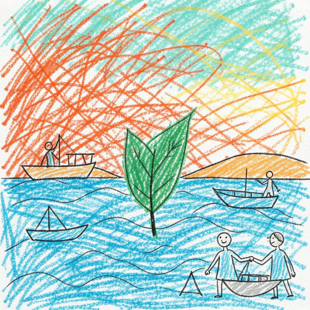 I am a leaf upon the water artwork