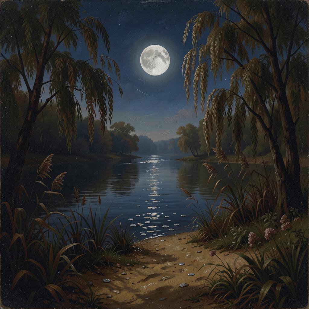 Лунный диск над водой artwork