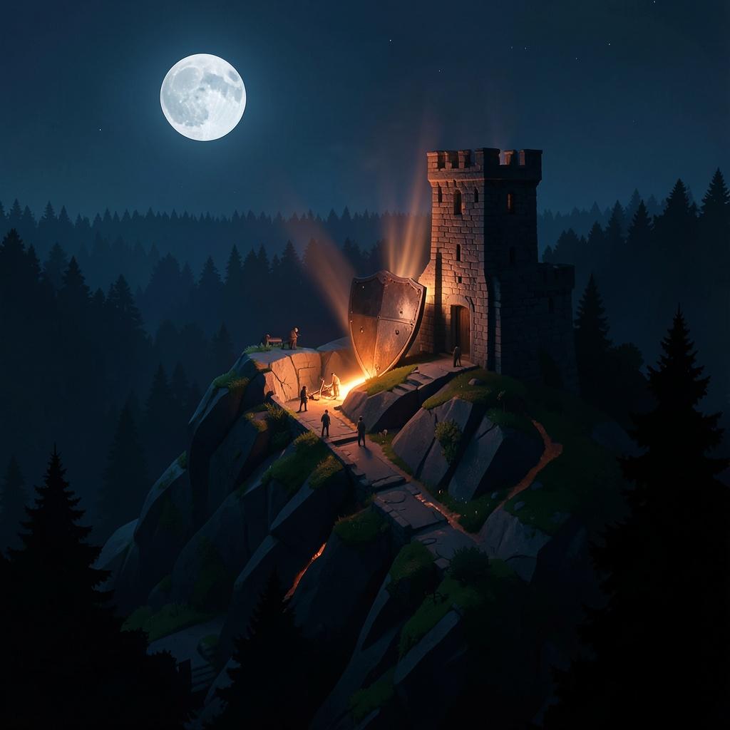 Aution kylän varjot ja kuparin valo artwork