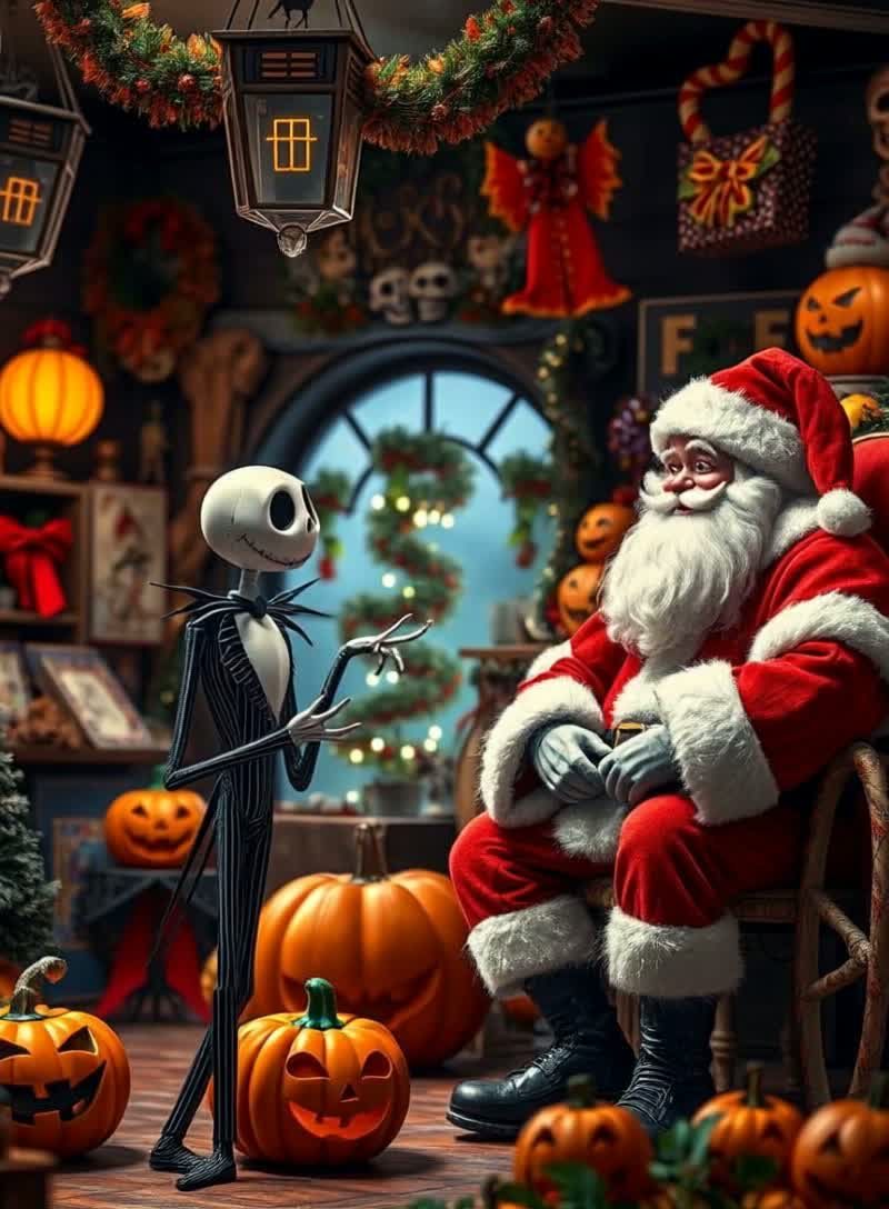 Jack Skellington vs Santa Clause artwork