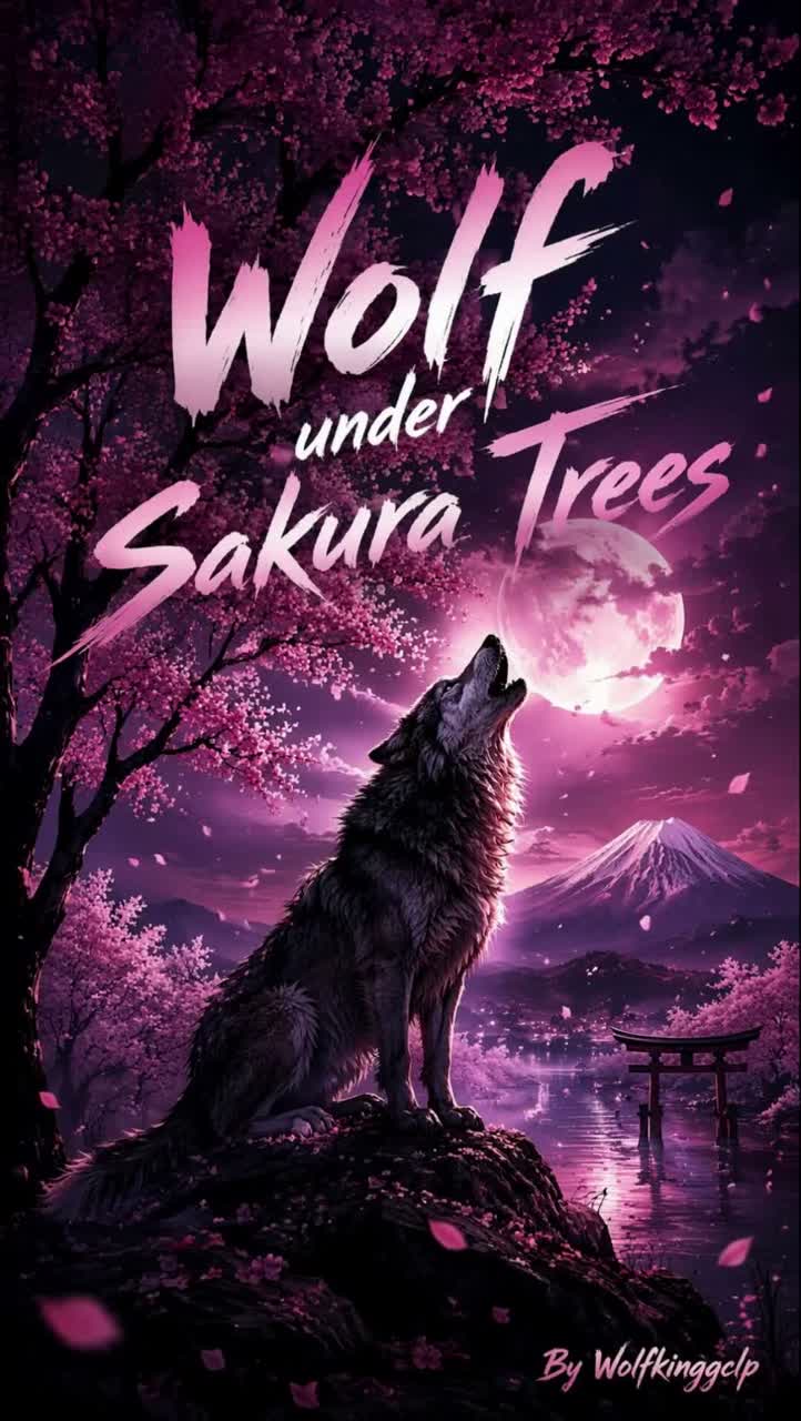 Wolf under Sakura Trees artwork