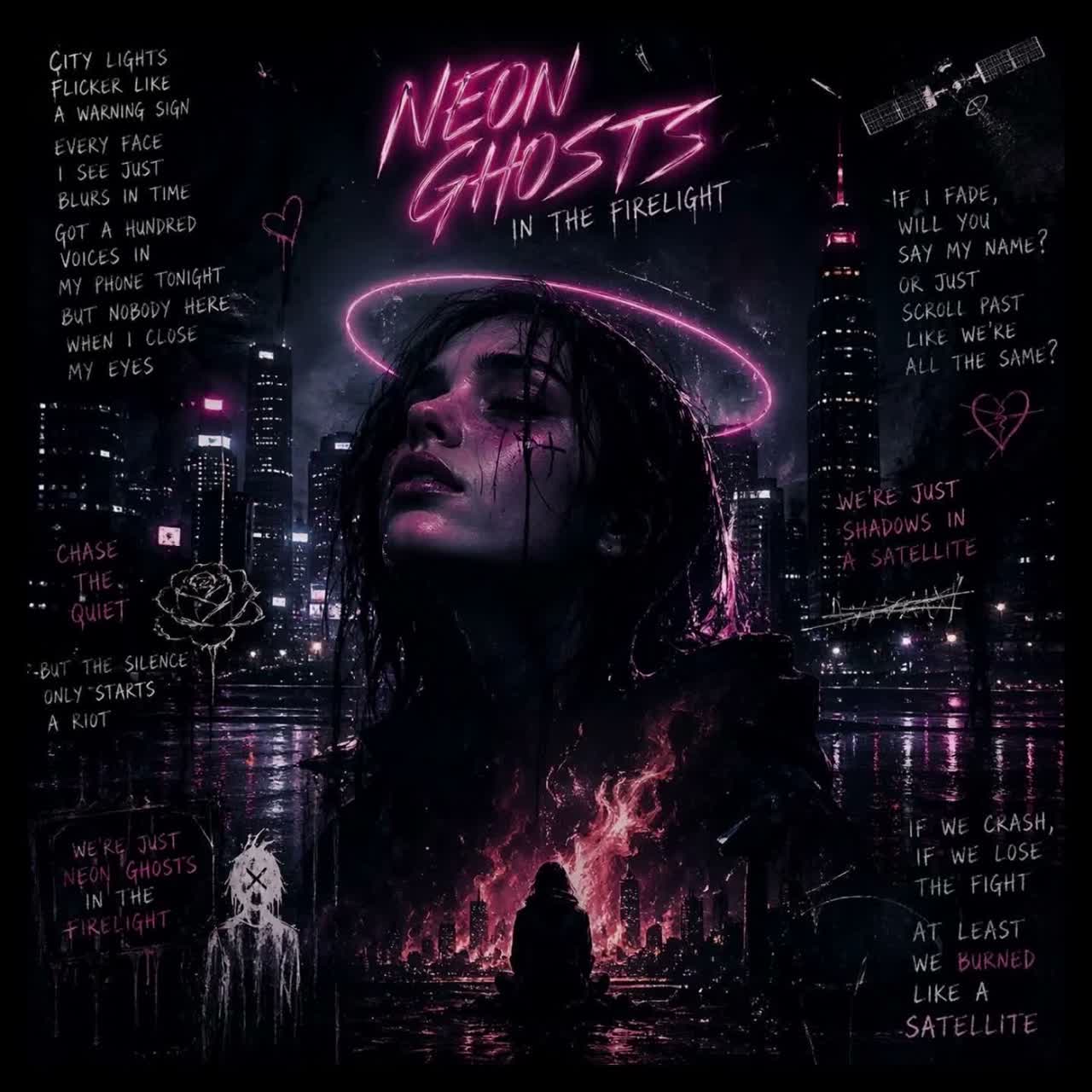 Neon Ghosts in the Firelight