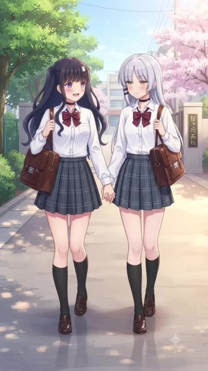【ネコにゃーシリーズ】手をつなぎ、笑顔の通学路 〜風紀委員長の新たなきらめき〜 その2 （yy電波ですか？イメージ） artwork