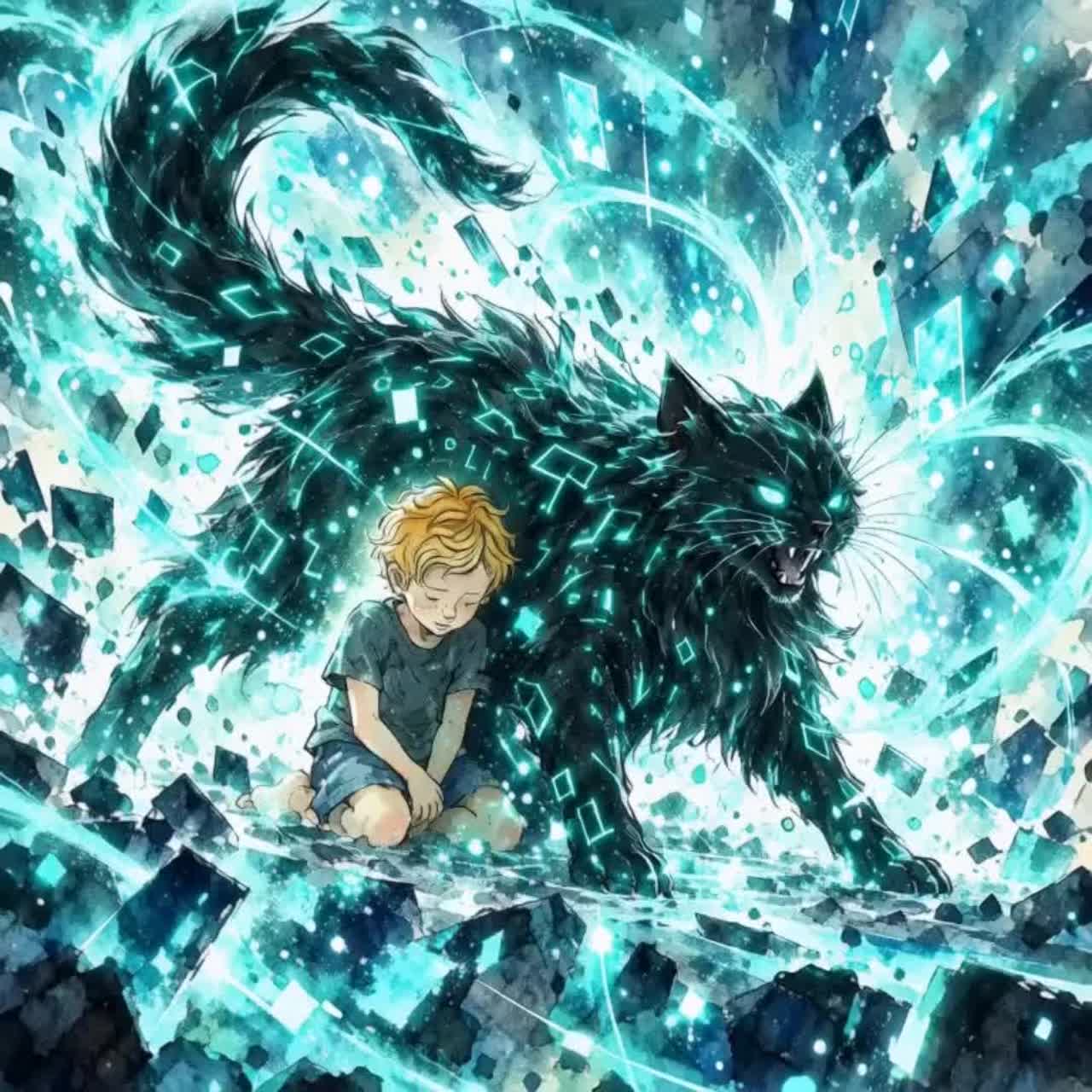 Blacky the cybercat - The pure light in the shadow artwork
