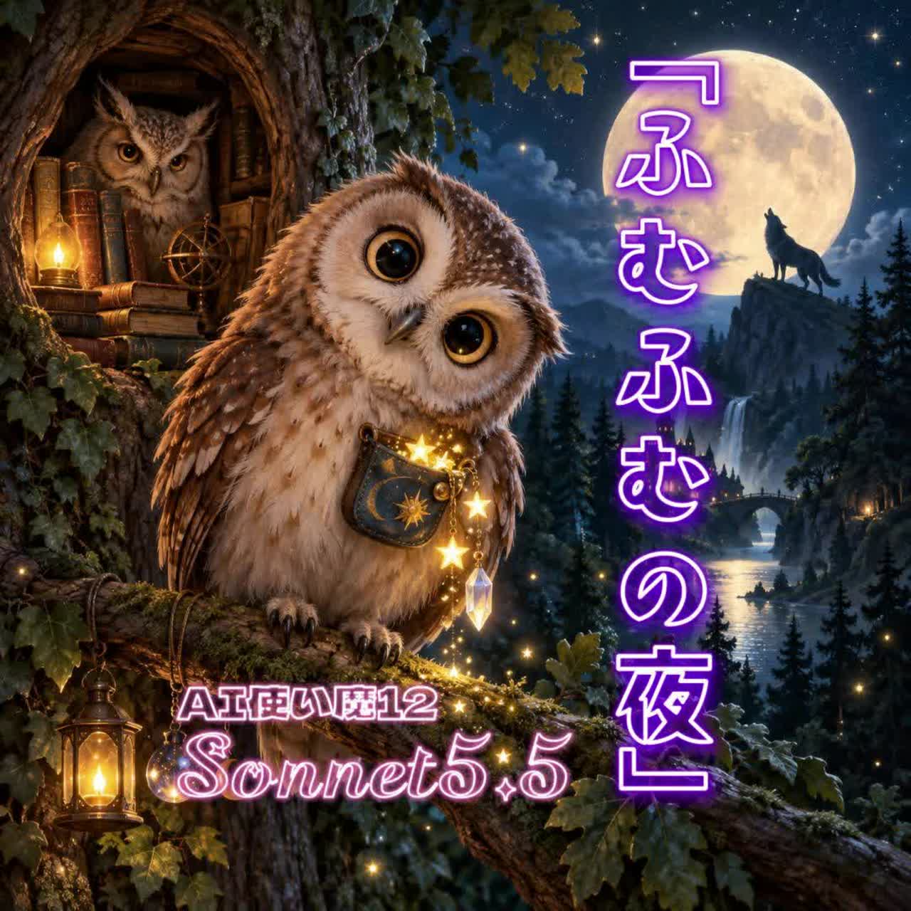 《ＡＩ使い魔XII》🦉「ふむふむの夜」Sonnet5.5 artwork
