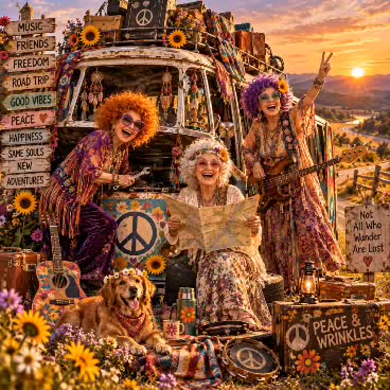 Last Hippie Bus 🌻 PEACE & WRINKLES artwork