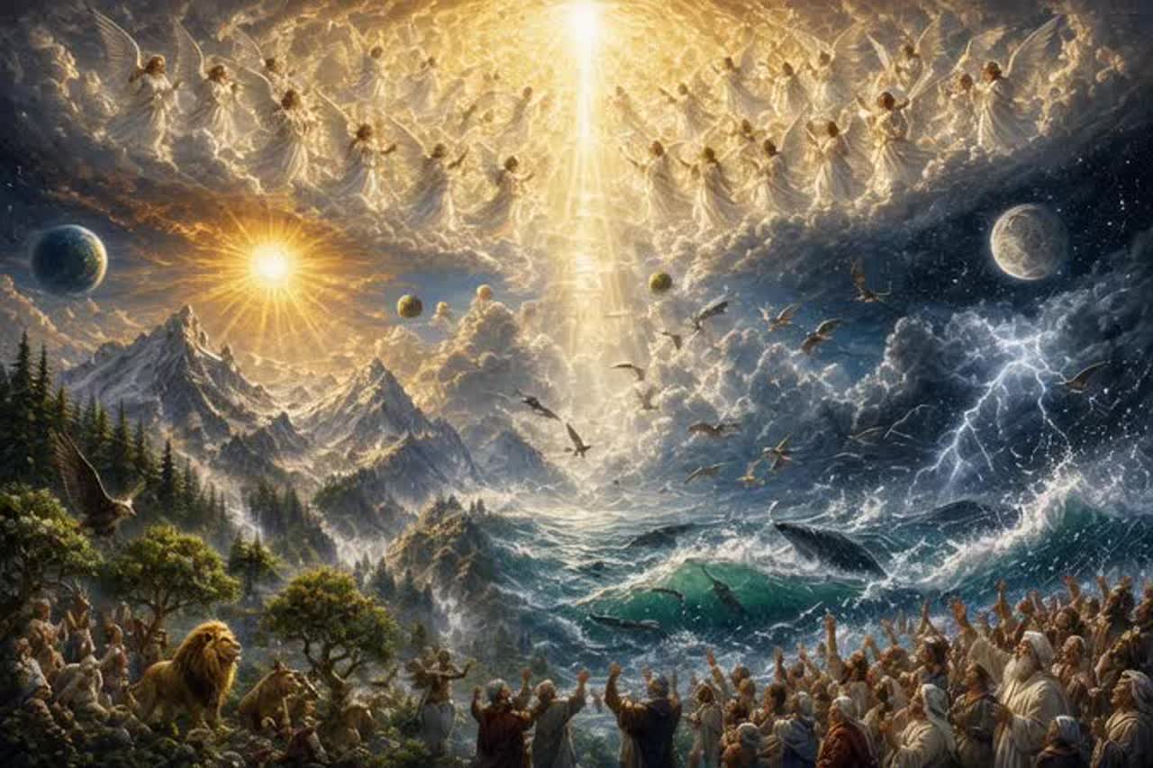 With Heaven, Earth, And Seas, Offer Songs Divine To Your Creator’s Praise. artwork