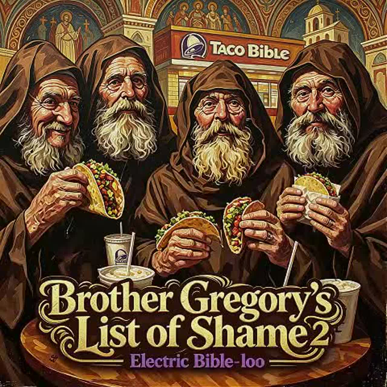 Brother Gregory's List Of Shame 2 Electric Bible-loo artwork