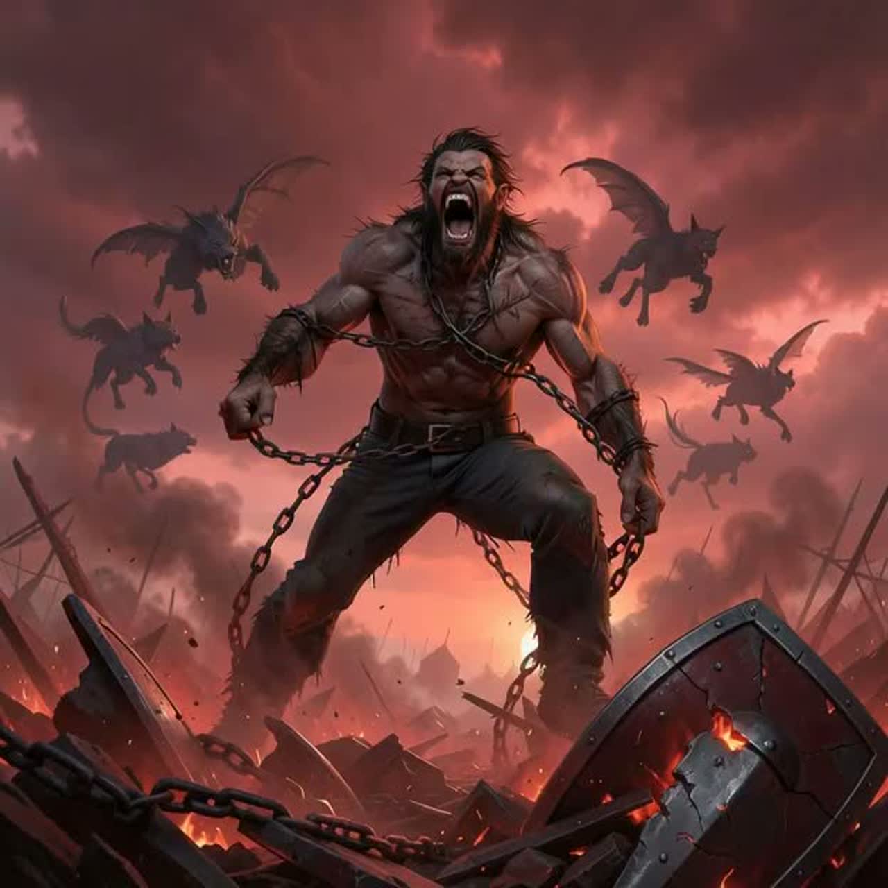 The berserker goes into a rage artwork