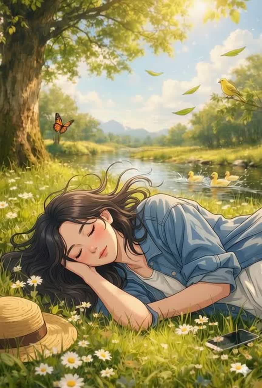 躺草地 artwork